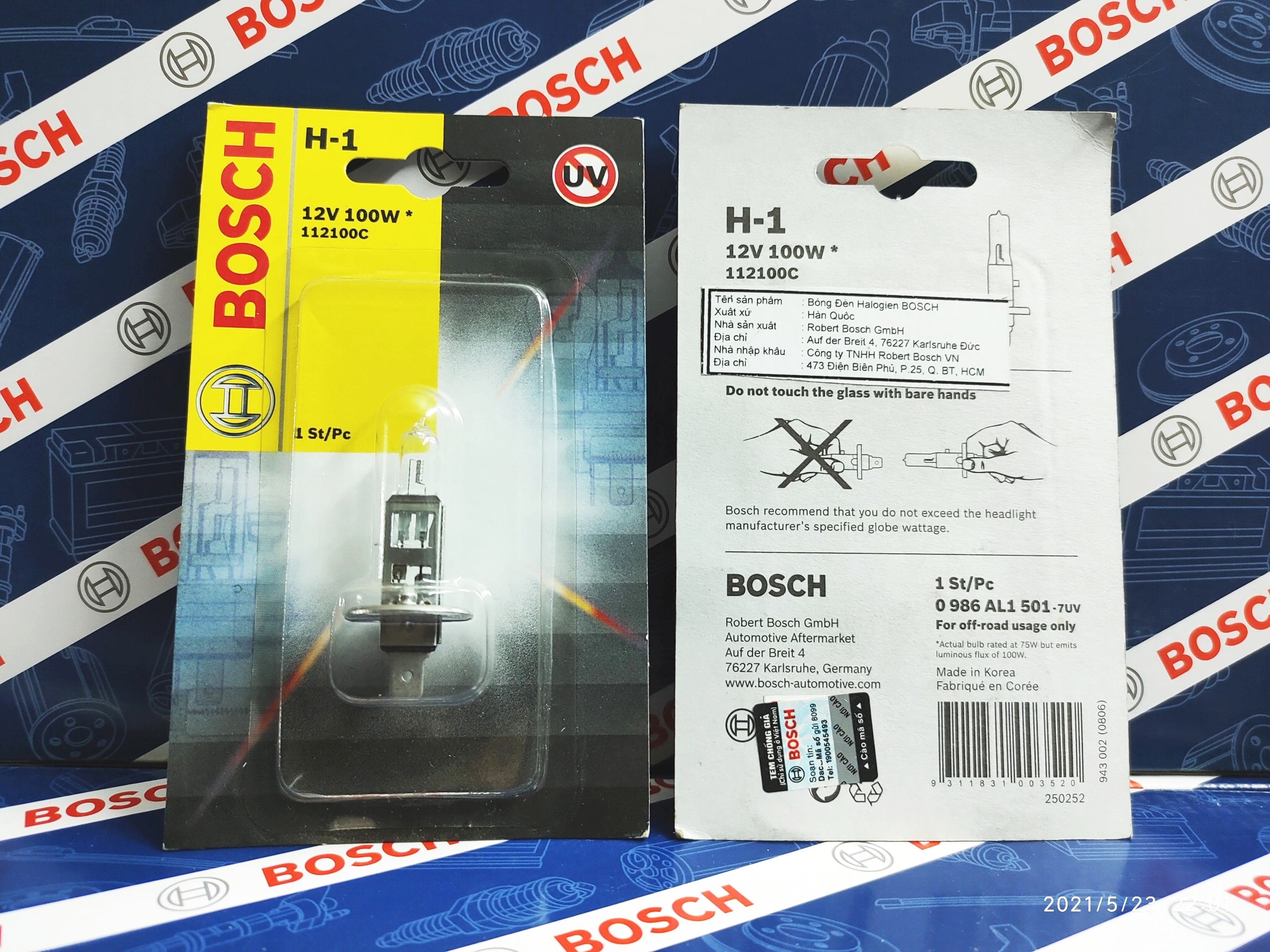 Bóng đèn Bosch H1 12V 100W . đèn sương mù , đèn cốt , đèn pha