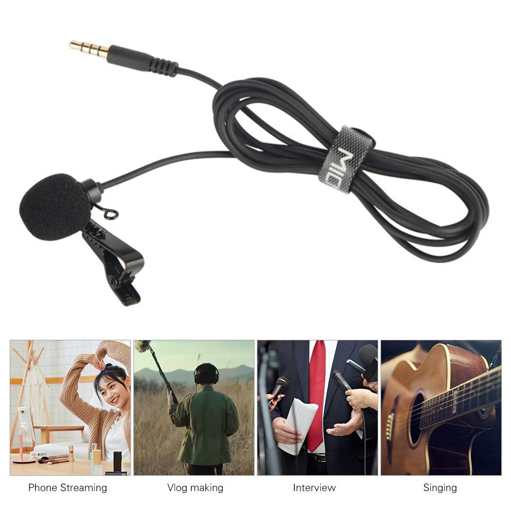 Micrô gắn ve áo Lavalier đa hướng Một đầu với kính chắn gió bằng lông xốp Hộp đựng 3,5 mm Đầu cắm TRRS
