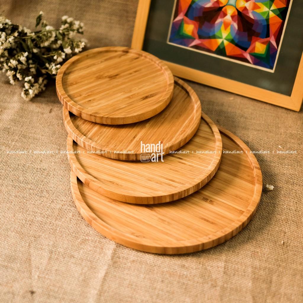 Khay gỗ tre hình tròn - Khay tre đựng thức ăn - Khay tre tự nhiên- bamboo wooden tray