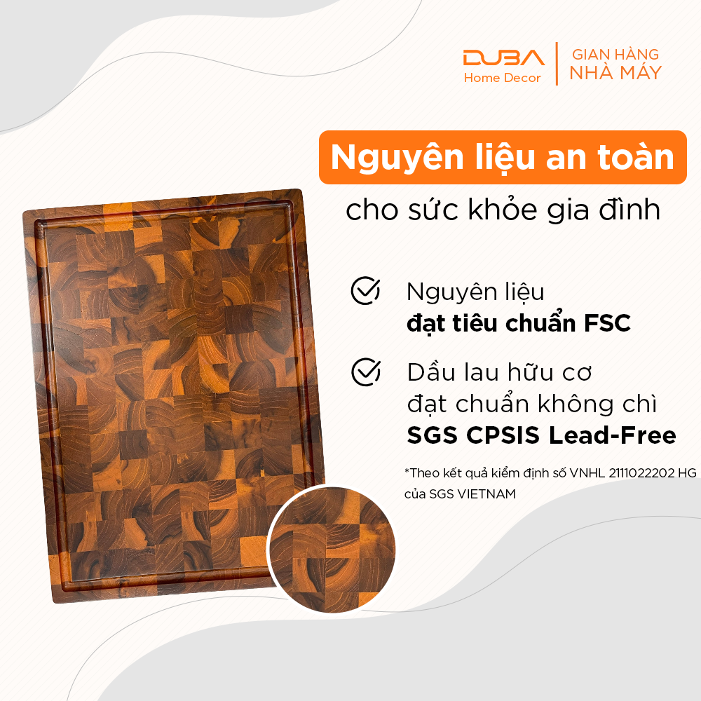 Thớt gỗ teak, thớt kháng khuẩn, thớt teak với độ bền vượt trội so với thớt gỗ nghiến - Chính hãng DUBA