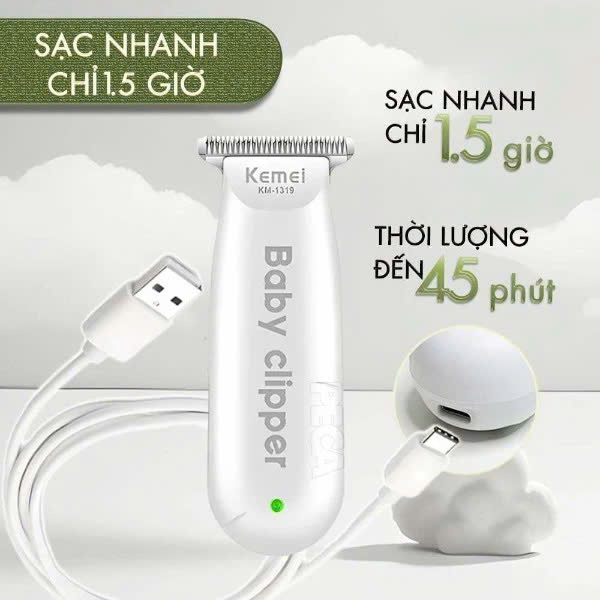 Tông Đơ Cắt Tóc Cho Bé Kemei 1319 Nhỏ Gọn Tiện Lợi