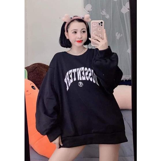 Áo swt nỉ cổ tròn cotton tay bồng ------- ÁO NỈ CHỮ NGỰC DISSEN