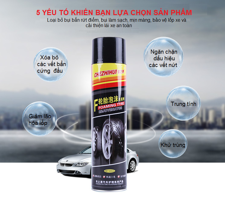 Bình Xịt Làm Mới Và Bảo Vệ Lốp Xe Cao Cấp 650ml AZONE