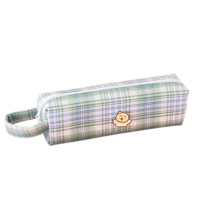 Túi Đựng Bút Họa Tiết Kẻ Ô Sức Chứa Lớn Có Khóa Kéo Cho Học Sinh