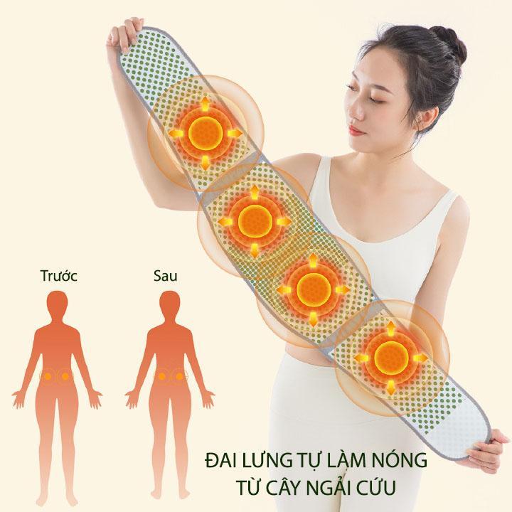 Đai lưng ngải cứu làm nóng lưng bụng tới 45 độ C, giảm đau hiệu quả