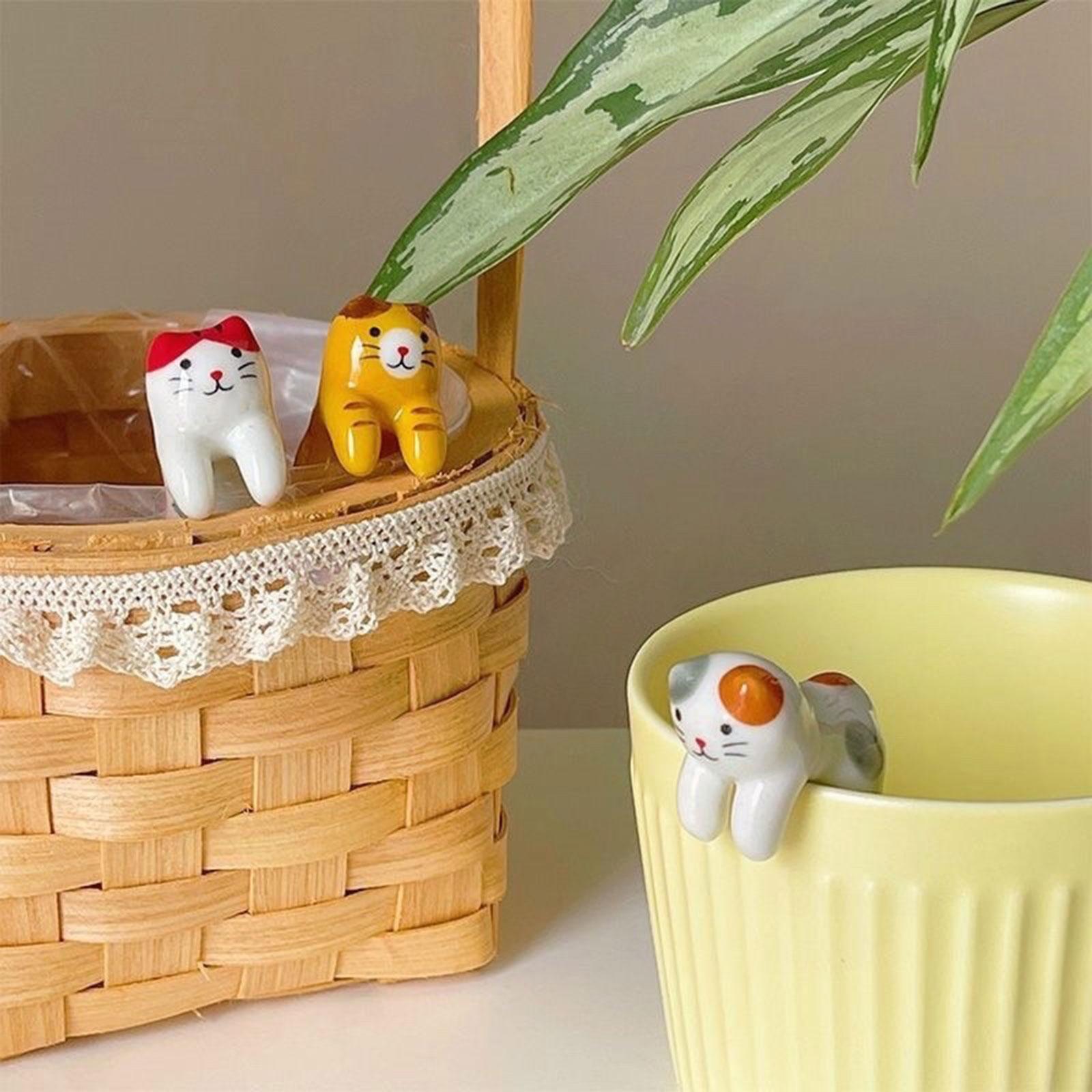 Hanging Coffee Spoon, Small Cat Animal Spoon, Kitchen Tools Ice Cream Flatware Ceramic Cat Spoon, Hangable Tea Spoon, for Kitchen Restaurant