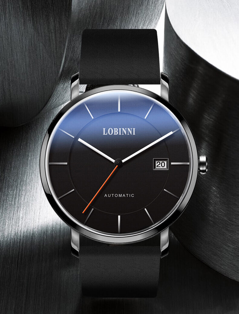 Đồng hồ nam chính hãng Lobinni L5016-1 ,Fullbox, Kính sapphire ,chống xước,chống nước,mặt đen dây da đen xịn, thép không gỉ 316L, Mới 100%,Bảo hành 24 tháng,thiết kế trẻ trung và sang trọng