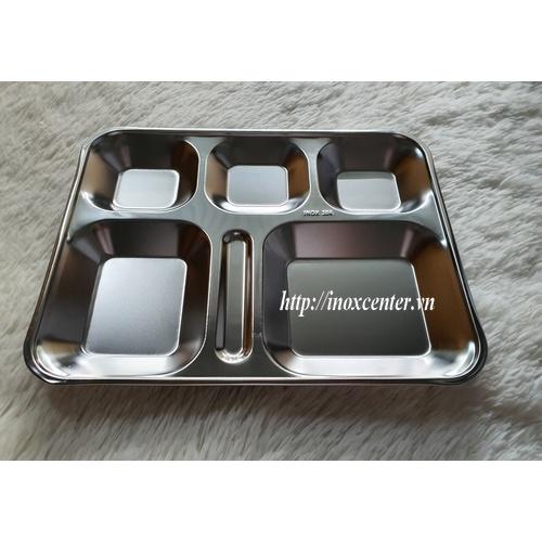 Khay đựng cơm 5 ngăn inox 201,Hộp cơm Văn phòng , Khay cơm cho bé KT : 355X280X30 mm