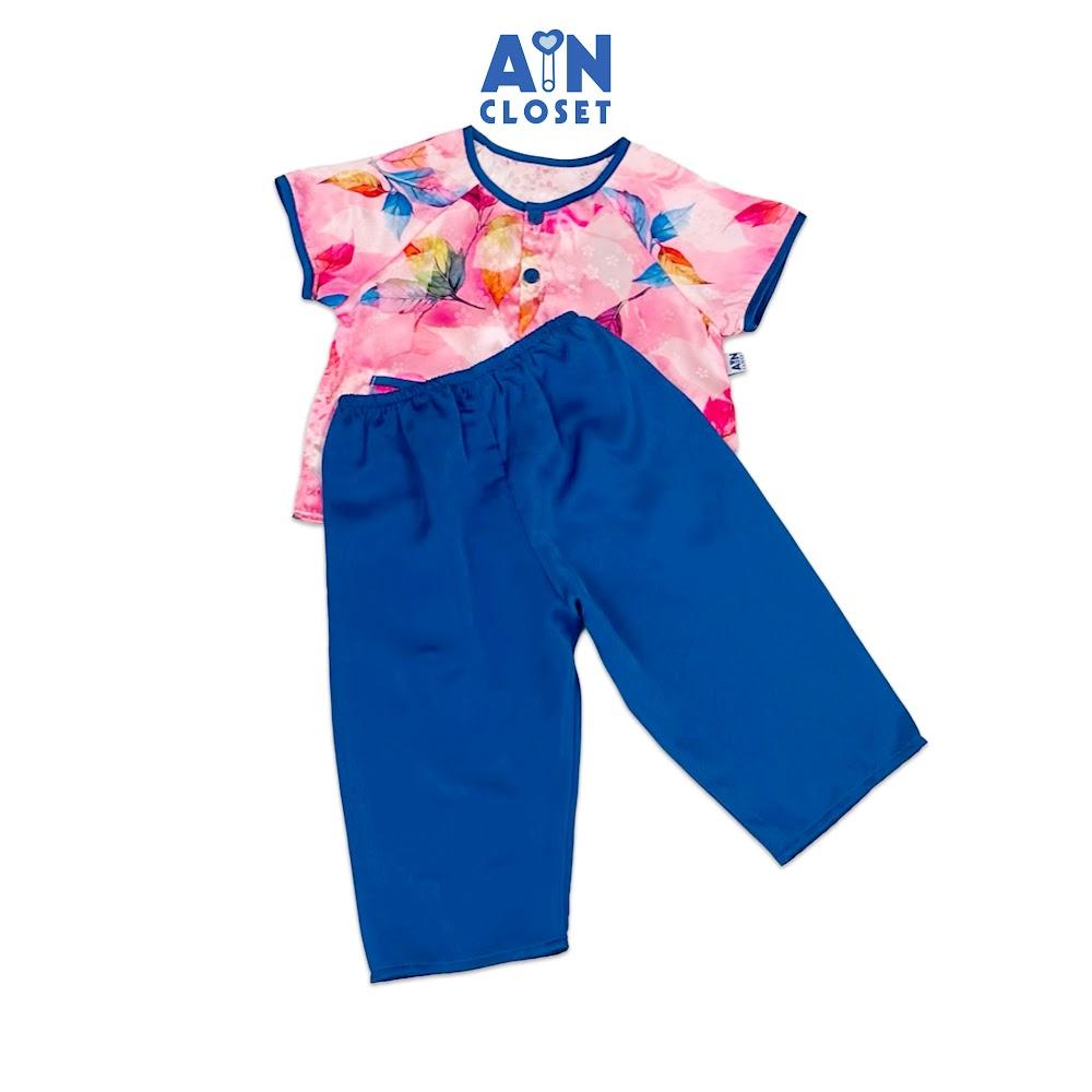 Bộ quần áo Bà Ba Dài tay ngắn bé gái họa tiết Lá Lụa Xanh - AICDBG8VTVQC - AIN Closet