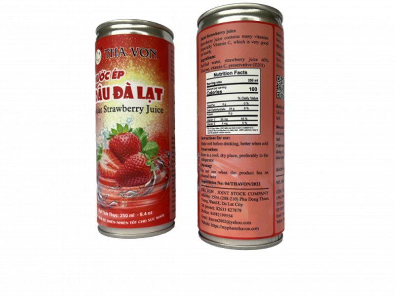 Nước Ép Dâu Đà Lạt thùng 24 lon x 250 ml