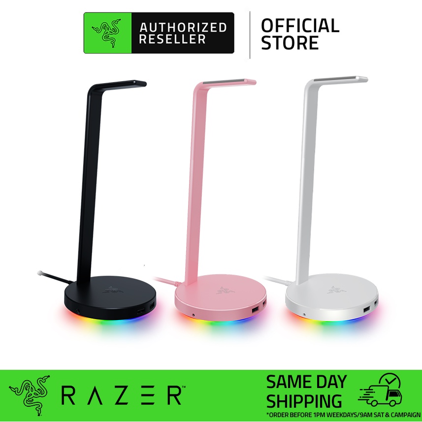 Giá treo tai nghe Razer Base Station V2 Chroma-USB 3.1 Hub-7.1 Surround Sound-Hồng(Quartz) (Hàng chính hãng)