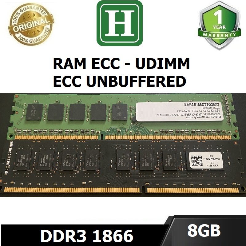 Ram ECC UDIMM (ECC UNBUFFERED) 8GB DDR3 bus 1866