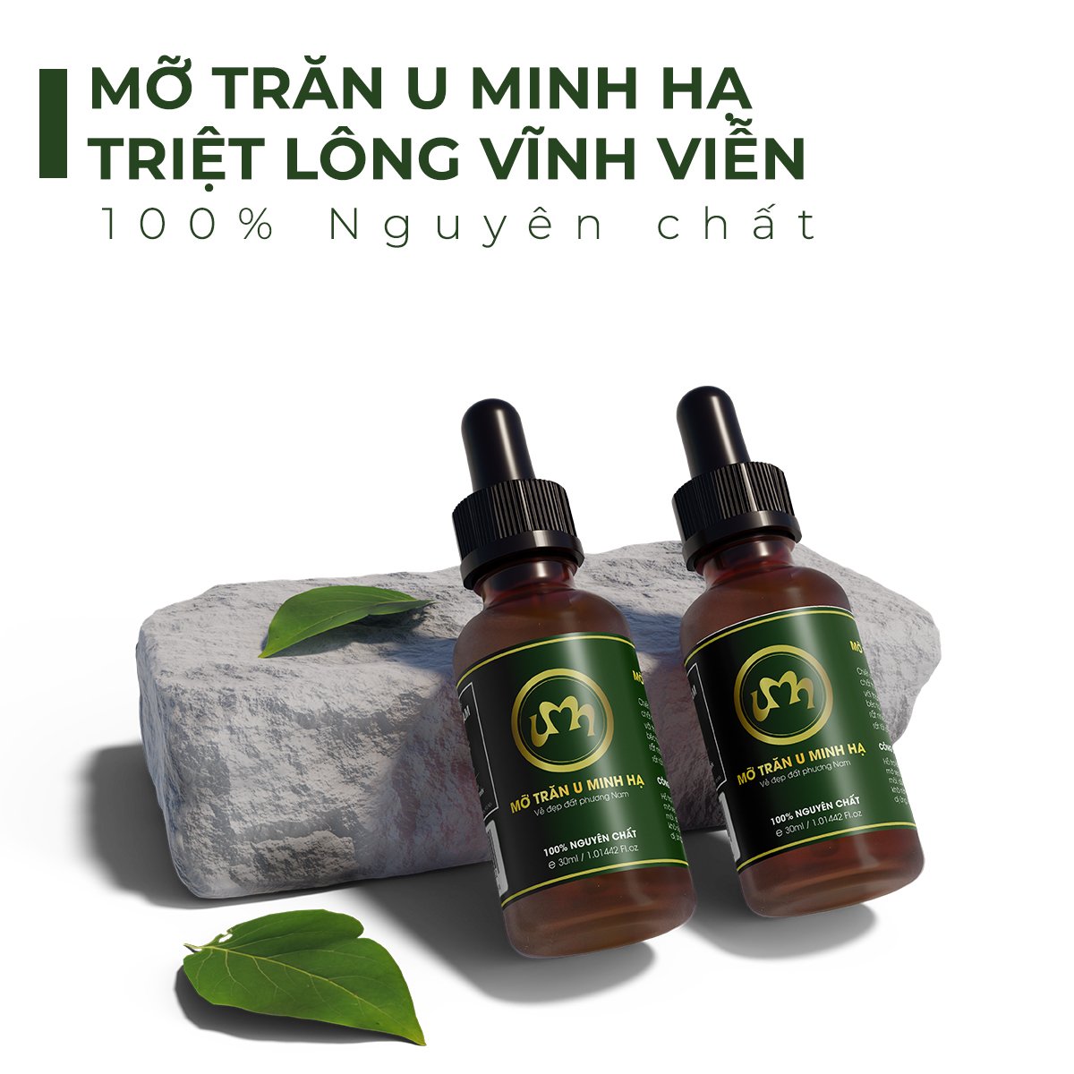 Bộ triệt lông Nách vĩnh viễn UMIHA gồm Kem Tẩy Lông 65ml và Mỡ Trăn nguyên chất U Minh Hạ 10ml an toàn tiết kiệm