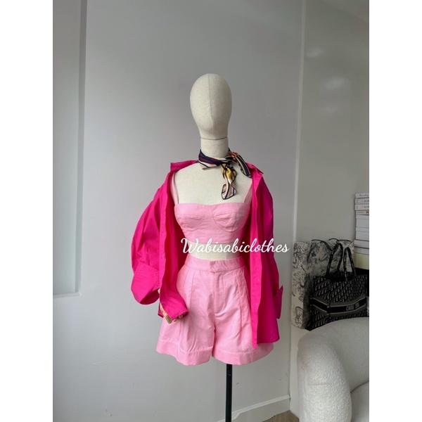 Set croptop sọt kèm áo sơmi sắc màu Wabisabi N1203