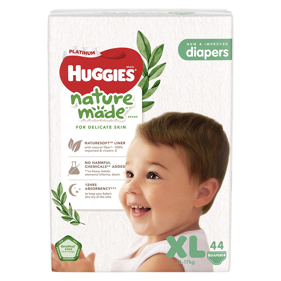 Tã Dán Siêu Cao Cấp Huggies Platinum Naturemade XL44 (44 Miếng)