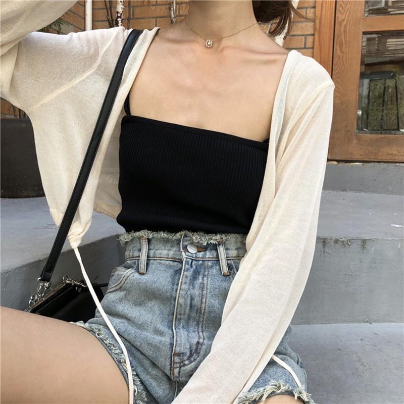 Áo Khoác Cardigan Dệt Kim Tay Dài Chống Nắng