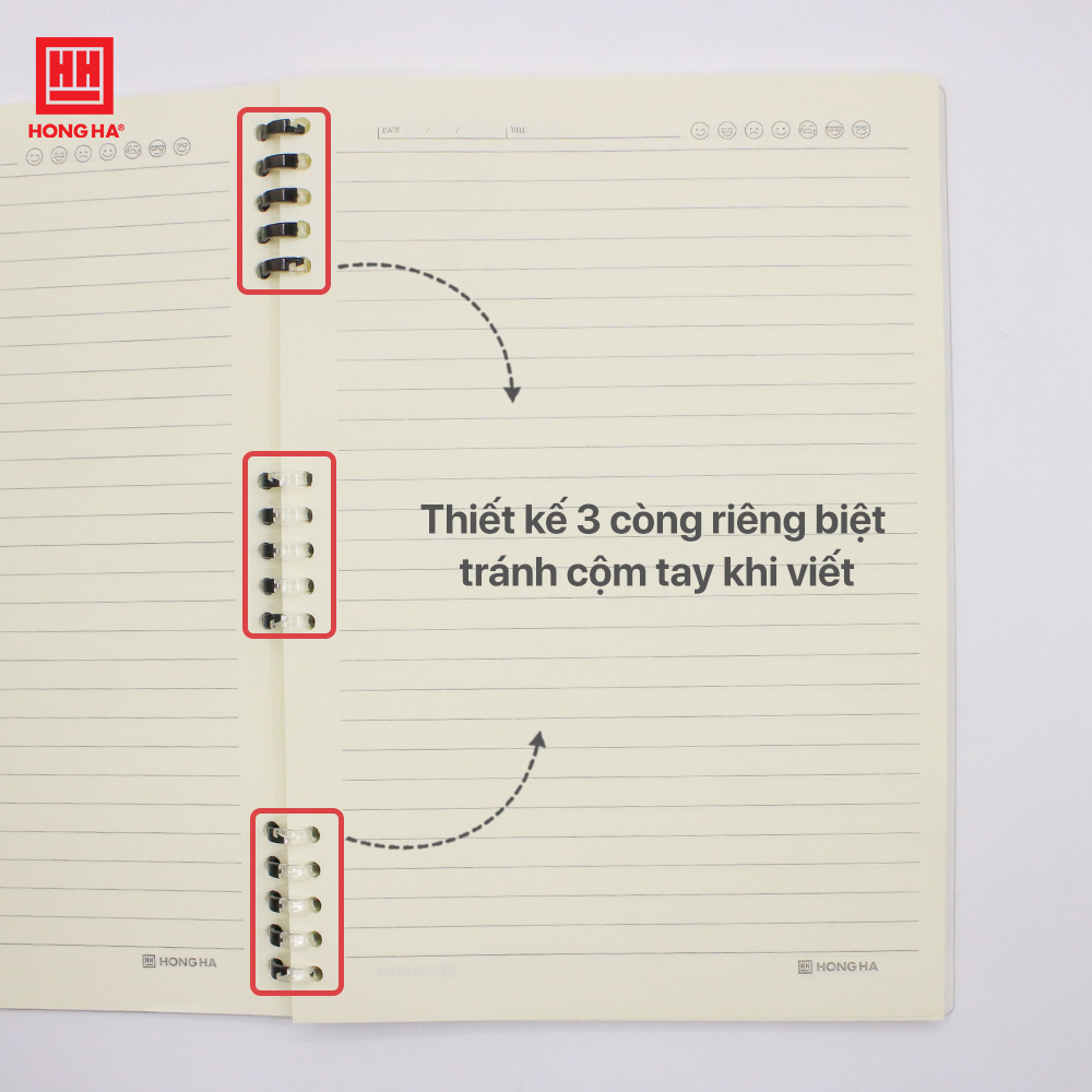 Sổ lò xo B5 Hồng Hà, sổ còng nhựa Basic 160 trang định lượng 80gsm - 3007