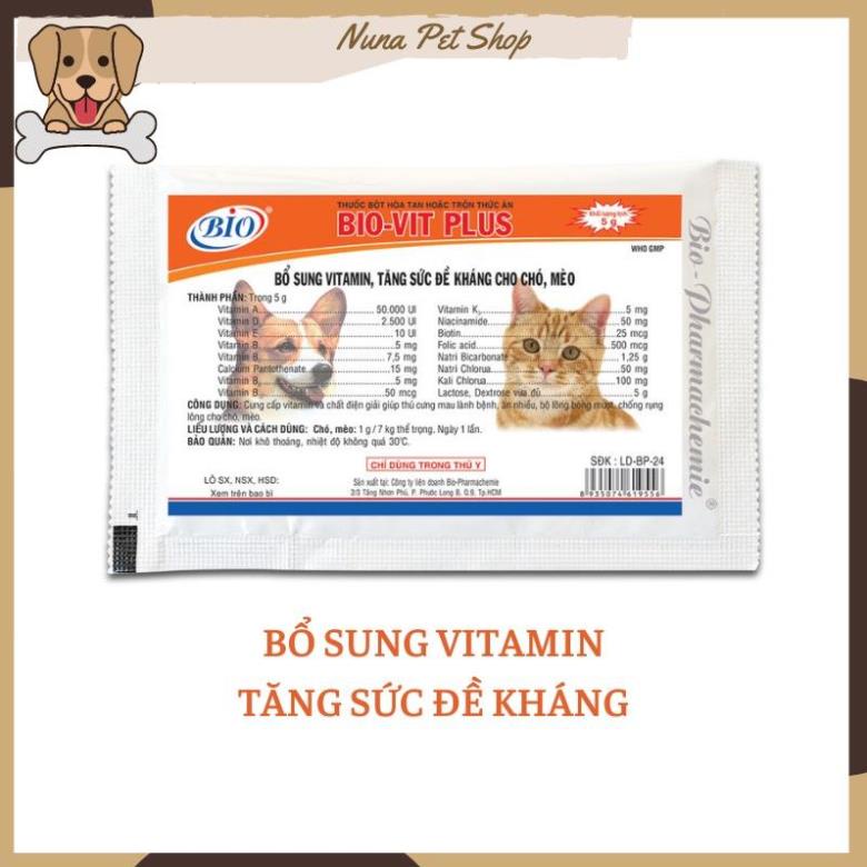 Vitamin dành cho chó mèo Bio-Vit Plus 5gr (Bổ sung Vitamin và tăng sức đề kháng cho thú cưng)