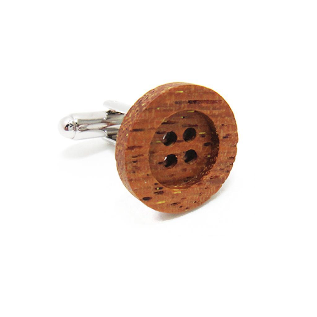 1 Pair Wedding Shirt Round Wooden Cuff Links Cufflinks Business