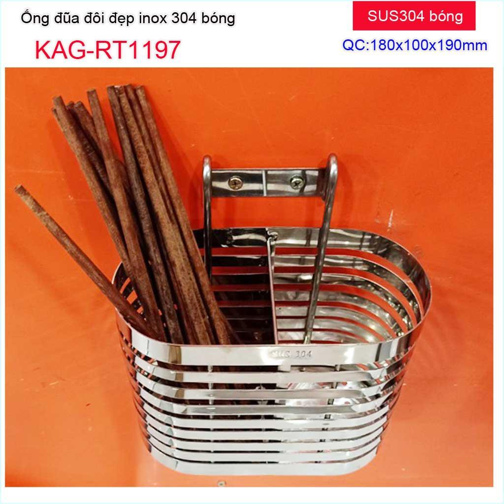 Ống đựng đũa Inox 304 không gỉ, ống đũa nhà bếp Inox SUS304, ống đũa cao cấp nam dẹt KAG-RT1197