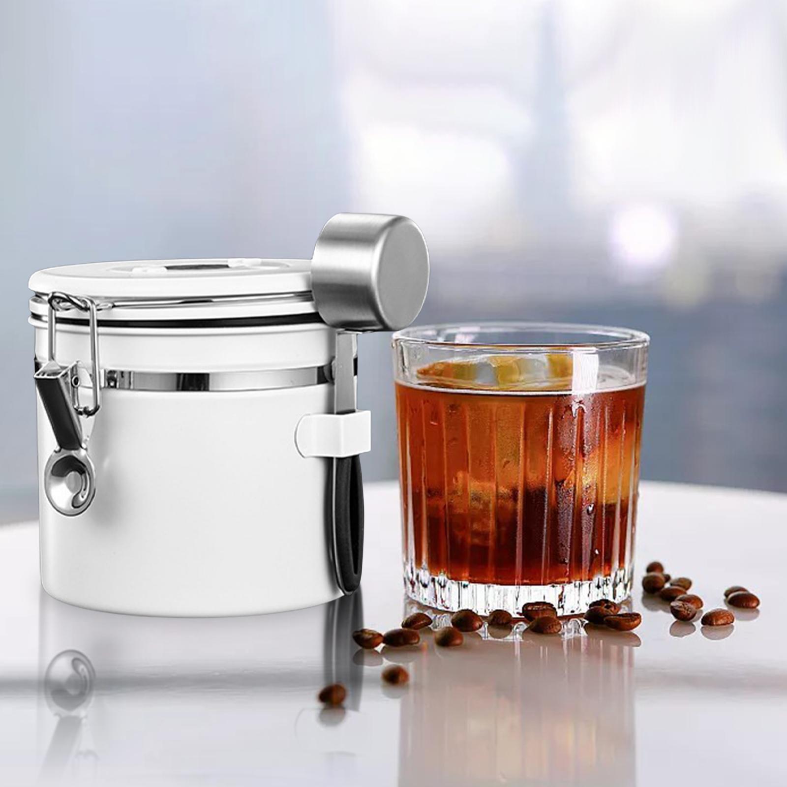 2 Set Home Airtight Sealed Canister with Spoon for Coffee Beans Stainless