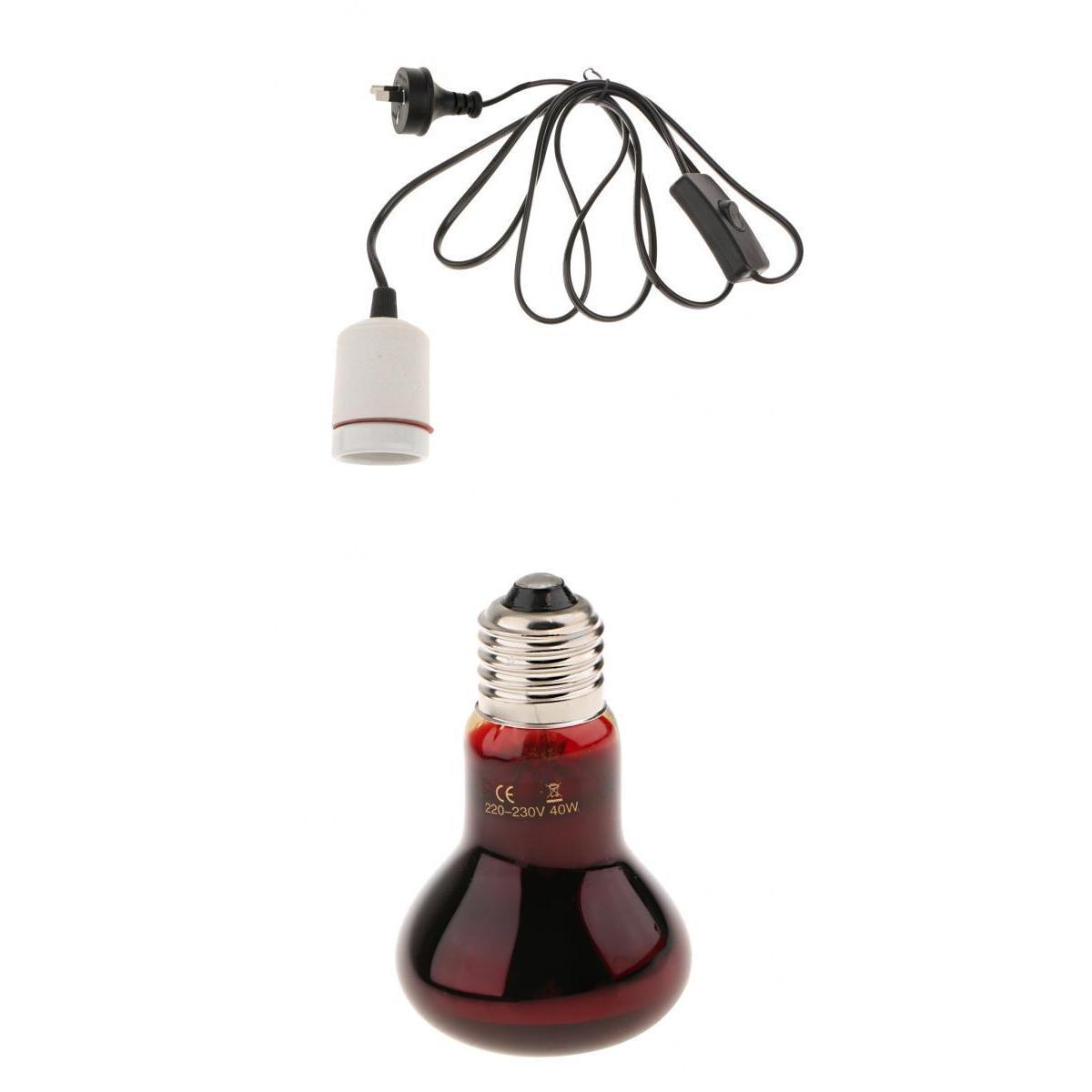 220V Reptile UVA Heat Light Bulb Night View E27 Heating Lamp-AU Plug