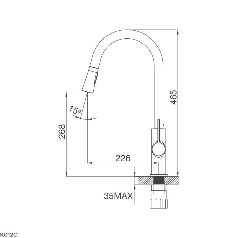 Vòi rửa chén Malloca K94C - Đồng thau mạ Chrome, Có dây rút