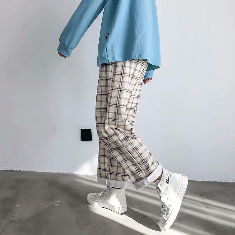 Quần Dài Ống Đứng Sọc Caro Thời Trang Hàn Quốc 2021. Size M-3Xl