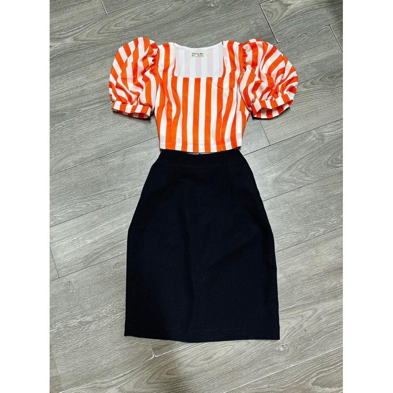 Áo croptop lụa 2 lớp tay lồng đèn hàng thiết kế cho nữ