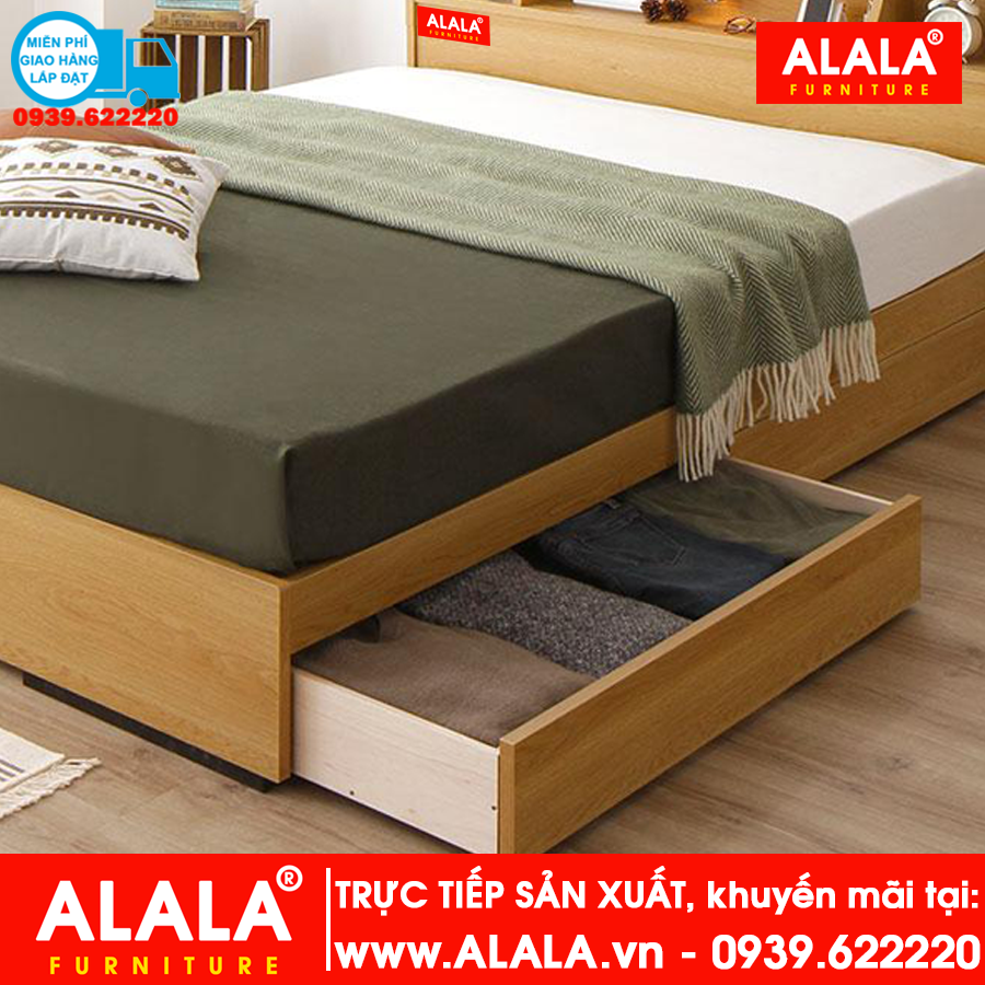 Giường ngủ ALALA06 gỗ HMR chống nước - www.ALALA.VN - 0939.622220