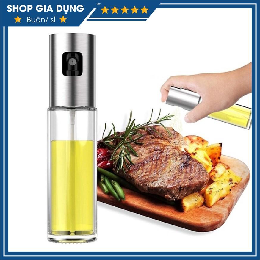 Bình Xịt Dầu Ăn Dạng Chai Thủy Tinh 100ml Nắp Inox Siêu Tiện Dụng