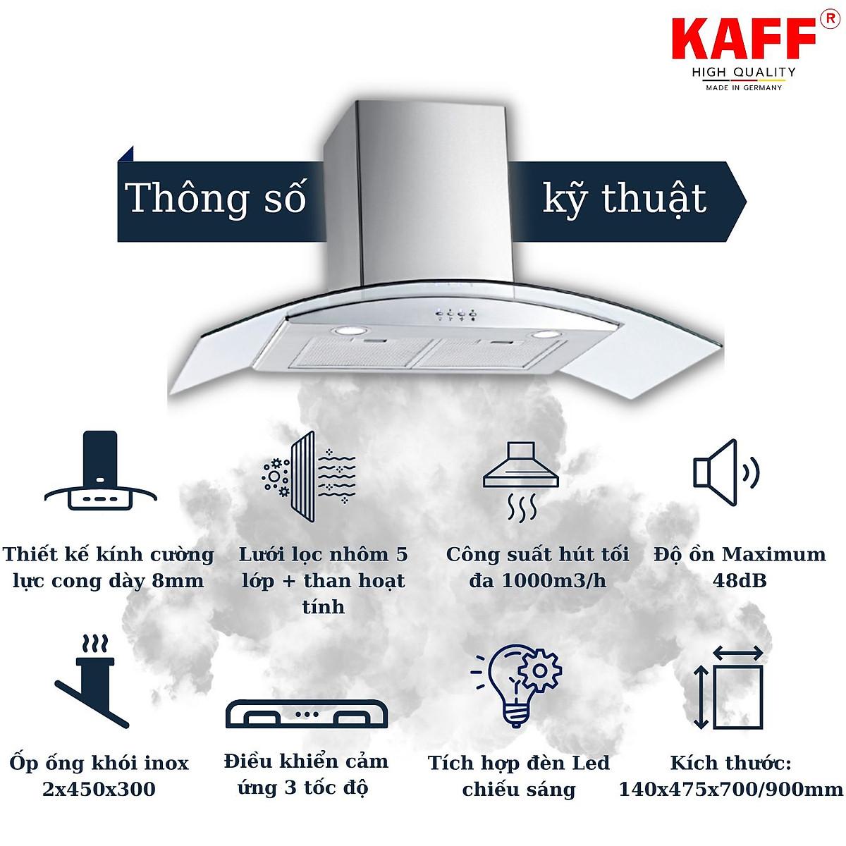 Máy hút mùi kính cong 900mm KAFF KF_GB905 Tặng bộ lọc than thay thế _ Hàng Chính Hãng