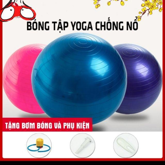 * Bóng tập Yoga cao cấp 65cm dày dặn chống nổ - Tặng kèm bơm bóng