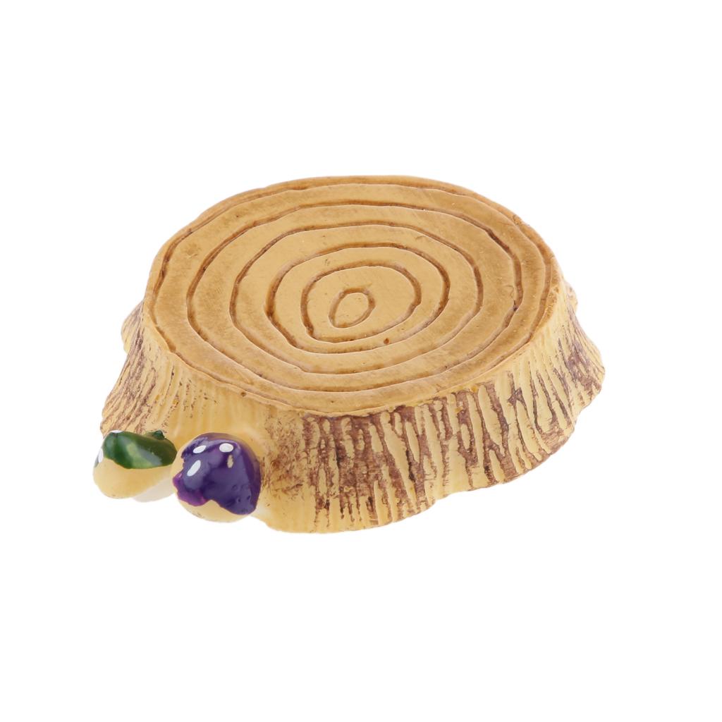 Miniature wooden wooden stool chair with mushroom mini world garden decor
