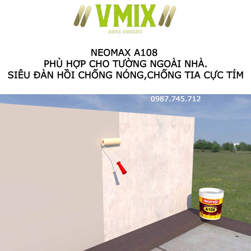 Sơn chống thấm đàn hồi cho tường ngoài nhà,sàn mái,ban công,khu vực ngoài trời chống tia UV.chống nóng hiệu quả .