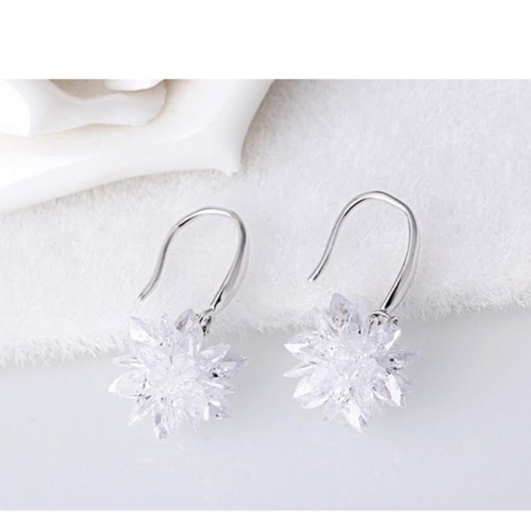 SALE ️️- BÔNG TAI BẠC NỮ - BÔNG TAI BÔNG TUYẾT PHA LÊ SIÊU ĐẸP SIÊU SANG CHẢNH