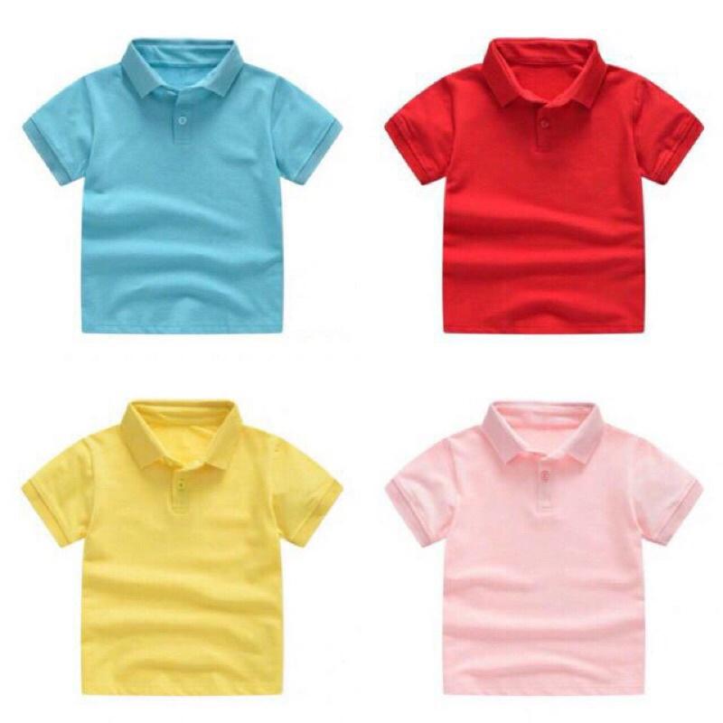 Áo thun polo tay ngắn trẻ em, áo phông có cổ bé trai, áo thun cổ bẻ bé gái,áo polo trơn