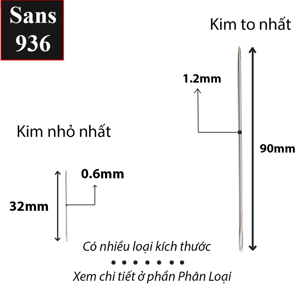 Kim chỉ khâu tay quần áo combo 3 chiếc Sans936 thêu may vá bao túi lỗ to