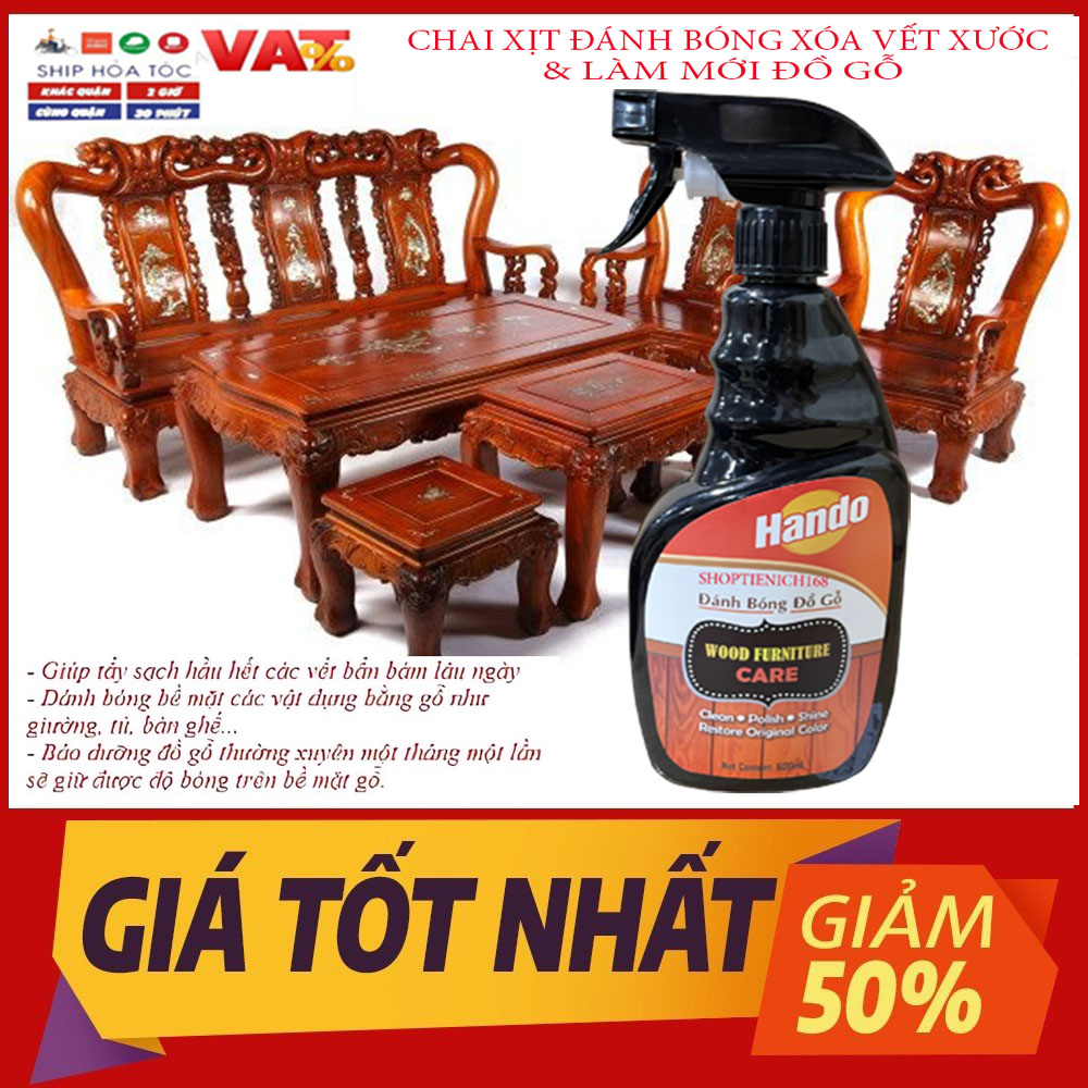 Chai xịt đánh bóng xóa vết xước và làm mới bảo dưỡng đồ gỗ Hando 600ml