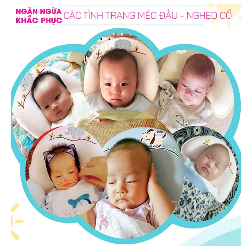 Gối cao su non chống méo đầu, bẹp đầu, nghẹo cổ, còm lưng cho bé. Gối cho trẻ sơ sinh Babyupp