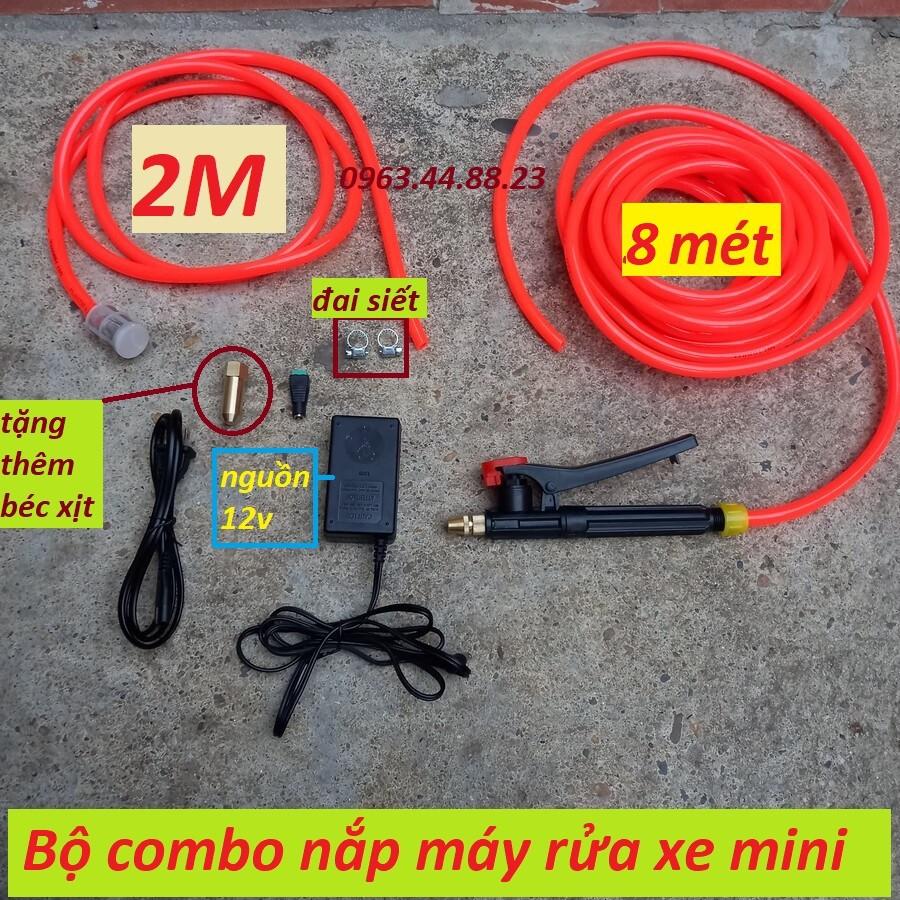 Bộ phụ kiện máy rửa xe mini 12v kèm vòi xịt (khóa bóp)