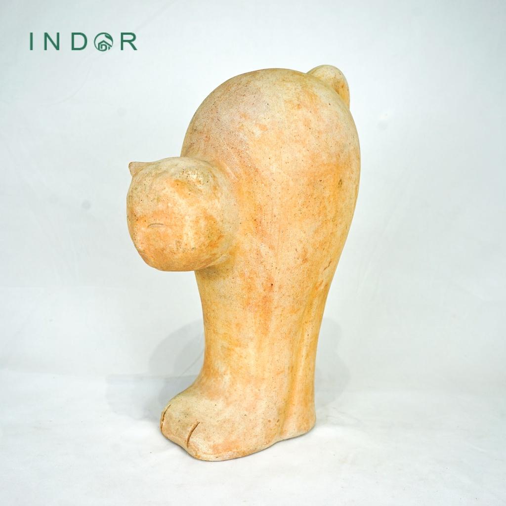 Tượng chú mèo mông cao chất liệu đất nung terracotta size XL - L Tượng decor trang trí nội ngoại thất