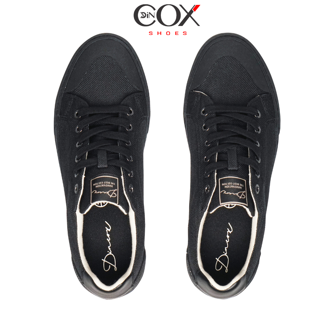 Giày Vải Sneaker Canvas Đế Bằng Nam DC30 Black Dincox Shoes