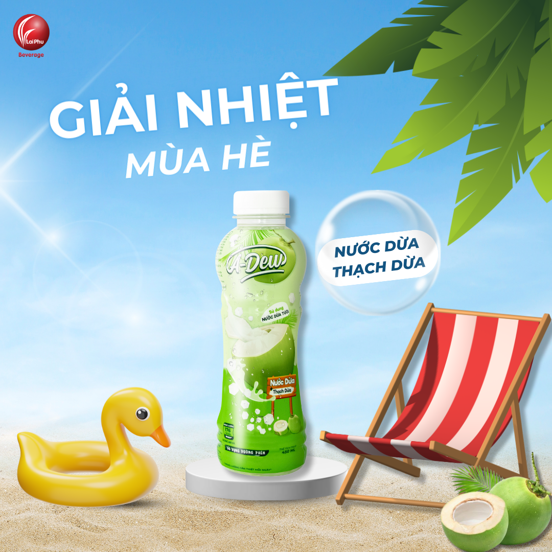 Nước Dừa Thạch Dừa A-Dew Chai 450ml - Thùng 24 Chai