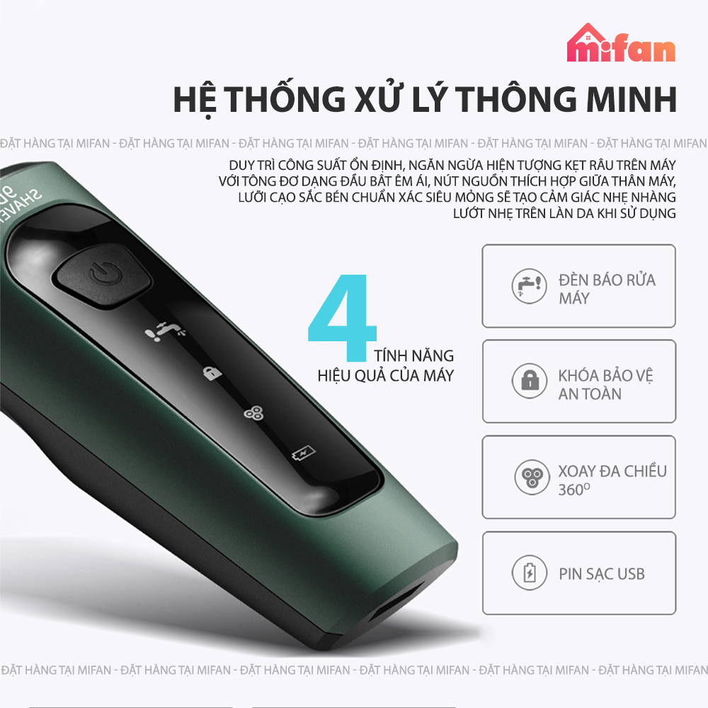 Máy Cạo Râu Đa Năng 4 Trong 1 Mifan 9D - Tỉa Lông Mũi, Tông Đơ, Rửa Mặt - BẢO HÀNH 6 THÁNG