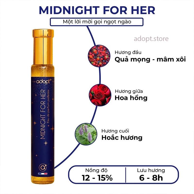 Nước Hoa Nữ 30ml ADOPT' MIDNIGHT FOR HER Dịu Dàng, Mê Hoặc, Quyến Rũ, Thơm Lâu