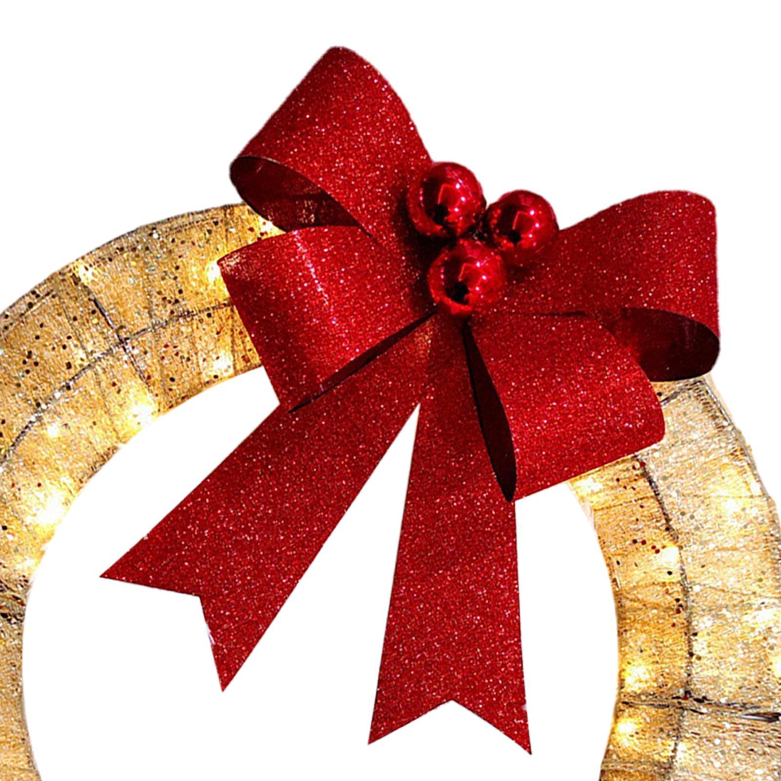 Christmas Wreath Flower Wreaths Ornaments Warm Light Wreath Front Door Wreath for Outdoor Home Window Living Room Balcony