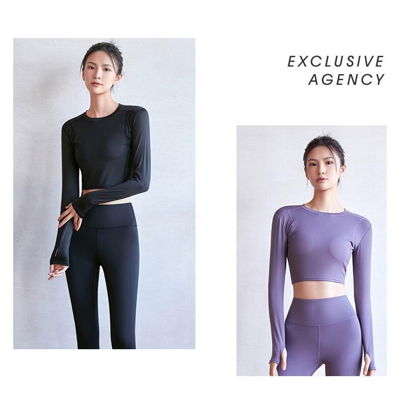 Áo Croptop thể thao dài tay áo tập Gym Yoga dài tay