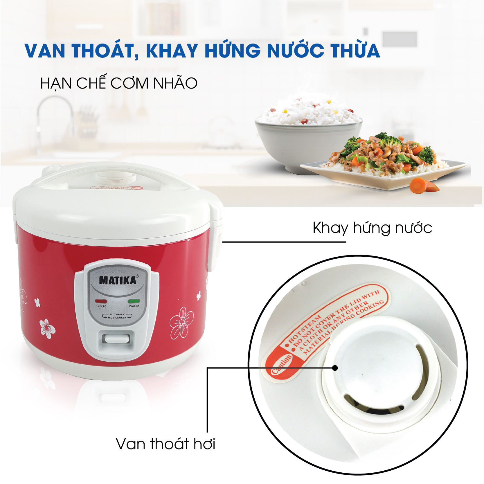 Nồi Cơm Điện MATIKA 1.5L MTK-RC1212 - Hàng chính hãng