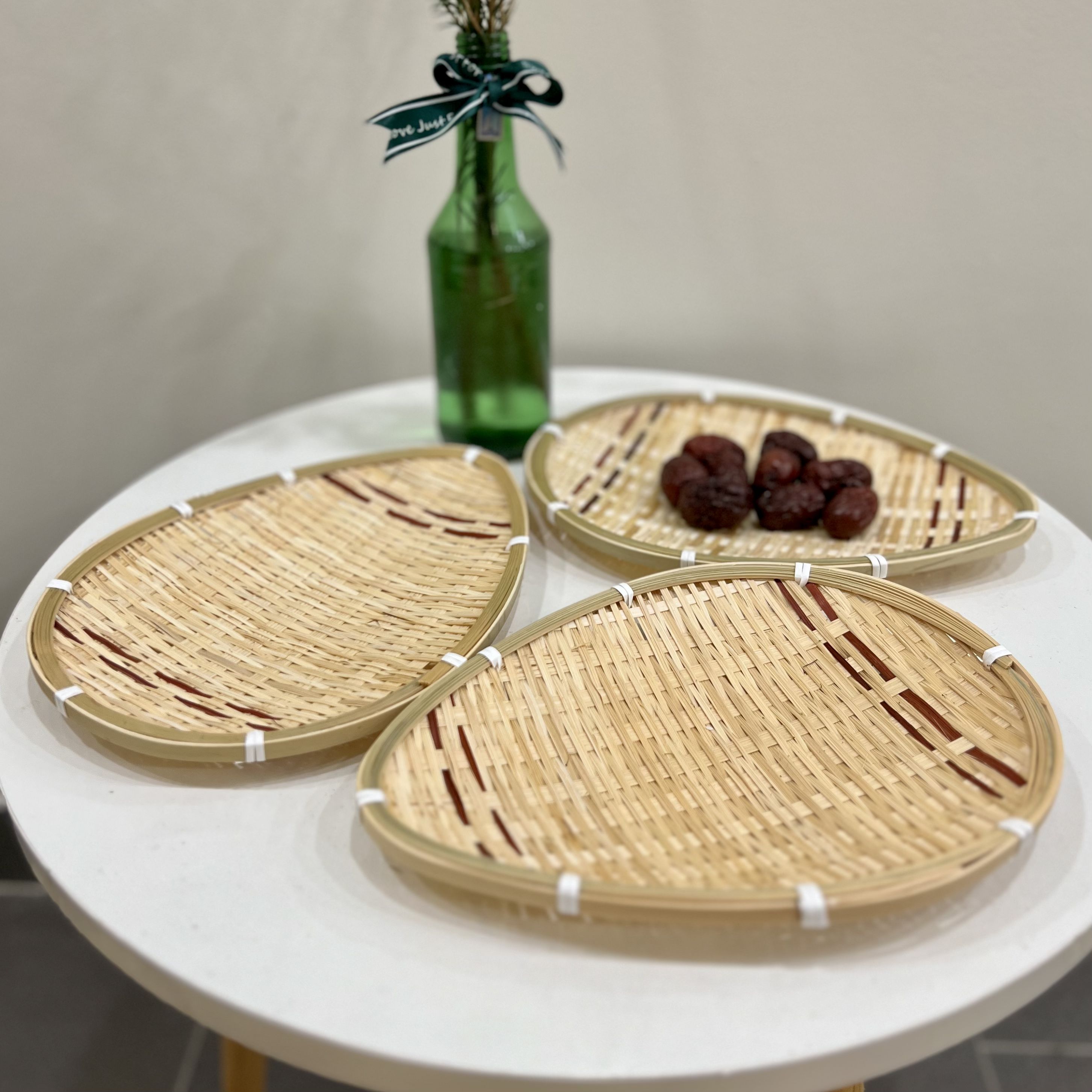 Khay Tre Trang Trí Decor Bánh Kẹo, Trái Cây Ur Space/ Bamboo Woven Basket Tray For Breakfast, Drinks, Snacks